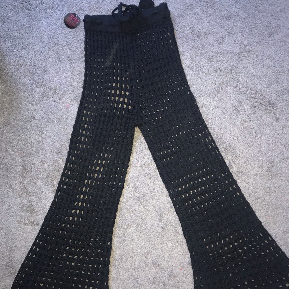 Black bathing suit cover up pants